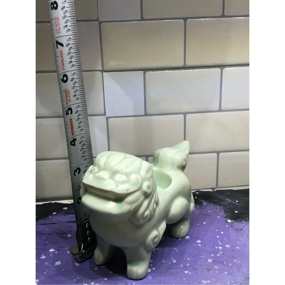 Foo Dog Candle Holder—VNT MCM Celadon Green Asian Style Figure